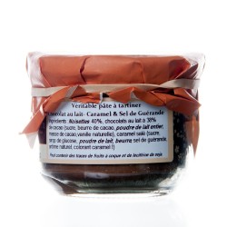 Pate à tartiner chocolat au lait / caramel fleur de sel 200g